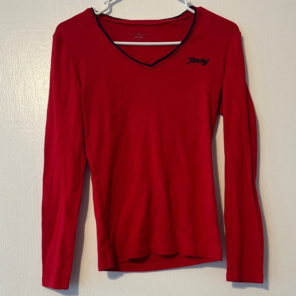 Tommy Hilfiger Red Long Sleeve Tee